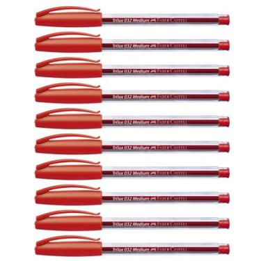 Imagem de Kit 10 Caneta Esferográfica Vermelho FABER CASTELL Trilux - FABER-CAST