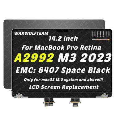 Imagem de WARWOLFTEAM Compatível com MacBook Pro A2992 Retina M3 Pro/Max 2023 EMC 8407 Tela LCD LED de substituição para toda a montagem articulada 36.1 cm 3024 x 1964 (preto espacial)