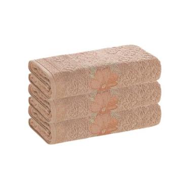 Imagem de Kit 3 Toalhas De Rosto Fio Cardado Yuna Karsten Com Toque Macio E Abso