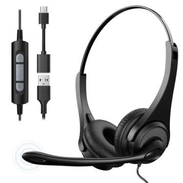 Imagem de Fone de ouvido USB Voistek com microfone para laptop/PC com fio