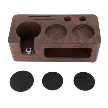 Imagem de Cafeteira de cafeteria de cafeteria de madeira portafilter stand stand para home kitchen cafe bar premium walnut madeira durável suporte estável para máquinas de café expresso (53mm)