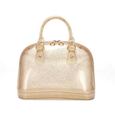Imagem de Bolsa tiracolo de ombro Jelly Color Tote Satchel com alça superior para mulheres, Glitter dourado