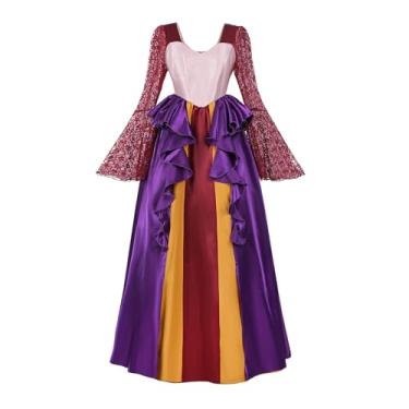 Imagem de CR ROLECOS Fantasia feminina de Sarah Sanderson Hocus Pocus Sanderson, vestido de bruxa, cosplay, fantasia GG