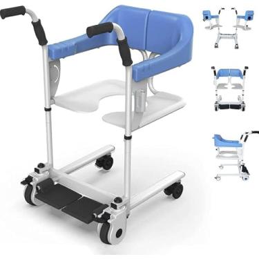 Imagem de Cadeira De Rodas De Chuveiro Sobre Vaso Sanitário, Cadeira Móvel De Alumínio Para Chuveiro, Com Almofada Removível E Cômoda, Com Fivela De Segurança Dupla E Alças De, Lightblue, ComfortEdition