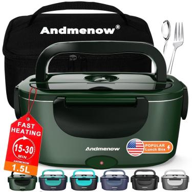 Imagem de Lancheira elétrica Andmenow 1.5L Portátil Aquecedor de Alimentos Verde