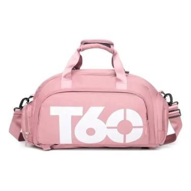Imagem de Bolsa Mochila Mala Fitness Treino De Viagem Academia Alça Transversal Compartimento Para Sapato Rosa Claro