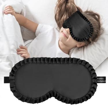 Imagem de Máscara de dormir infantil, máscara de dormir 100% seda amoreira verdadeira com alça ajustável, venda infantil para dormir, sombra de olhos para meninos e meninas para idades de 3 a 15 anos, macia e