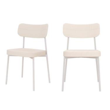 Imagem de 2 Un. Cadeira Fixa Estofada Mynna c/Pés Brancos - Metalig