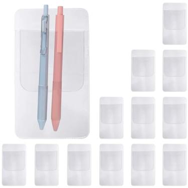 Imagem de 12 peças de protetor de bolso para camisa masculina, suporte de proteção de caneta de PVC resistente para camisas, jalecos, ponteiros, cartões, protetores de bolso para canetas e lápis, material de