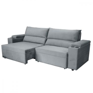 Imagem de Sofá Acapulco Veludo Cinza Retrátil Reclinável 2.00m Somopar