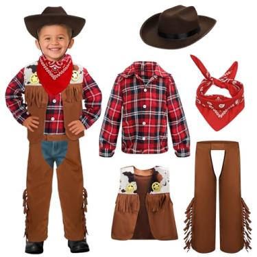 Imagem de deAO Cowboy Costume Halloween Hat for Boys, Kids Brown Western Boy Cowboys Outfit Set for Toddler Halloween Role Play Themed Party dress up Cosplay Kids cloths CBC-M