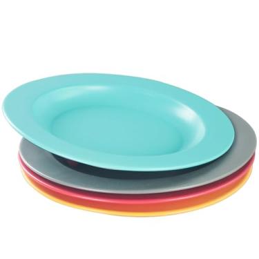 Imagem de jinsongdafa Tigela de sopa, tigela de salada branca, conjunto de 4, tigela larga de porcelana em relevo, 283 g, pode ir ao micro-ondas e à máquina de lavar louça, melhor para gourmets e restaurantes