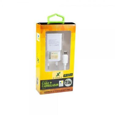 Imagem de Kit Carregador Com Cabo De Dados Flex 1 Entrada Usb Type C5V - X-cell