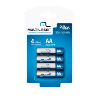 Imagem de Kit 4 Pilhas Aa 2500mah Recarregável Multilaser Cb052 - A.R Variedades