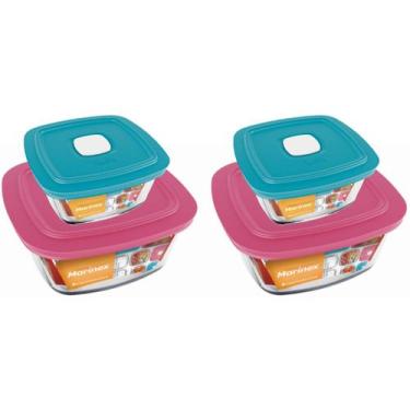 Imagem de Jogo 4 Potes Quadrado Vidro Temperado 1L 2L Nadir Marinex