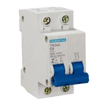 Imagem de Disjuntor Bipolar 4A Din TR3kA 2P 3kA Curva C 58012002 Tramontina - TR