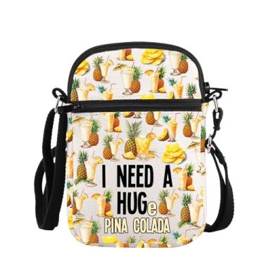 Imagem de PLITI Presente para amantes da Pina Colada, presentes tropicais, coquetéis, clube, presente, I Need A Huge Pina Colada, bolsa transversal para bebedores, Enorme bolsa Zcbag Pina Colada