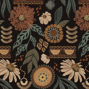 Imagem de VEELIKE Boho Papel de parede floral de terracota vintage floral para quarto e banheiro 43 cm x 354 cm, papel de parede de flores autoadesivo para locatário, papel de parede removível para armários