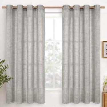 Imagem de Cortinas YoungStex, cinza escuro, linho, semi transparentes, 160x160cm