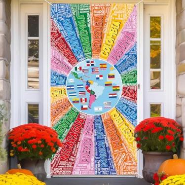 Imagem de Decorações do mês da herança hispânica pano de fundo latino-americano bandeira nacional herança hispânica latino países de língua espanhola mapa de bandeira decoração de parede capa de porta