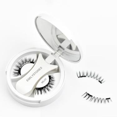 Imagem de EMILYSTORES Conjunto de cílios magnéticos de aparência natural, cílios magnéticos reutilizáveis com aplicador, sem necessidade de cola, kit de extensões de cílios 1 peça (ML09)