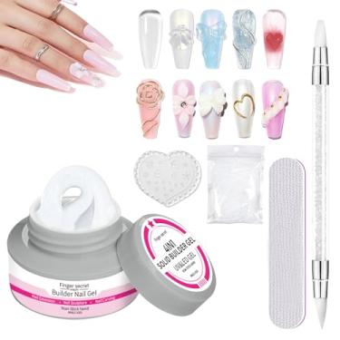 Imagem de Solid Builder Gel para unhas 60 g, gel duro branco para unhas, escultura 3D, géis de extensão de unhas, salão de beleza, casa, não pegajoso