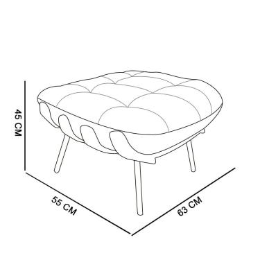Imagem de Puff Costela Couro Marrom Base Metal