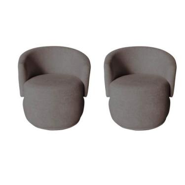 Imagem de Kit 2 Poltronas Decorativa Beatriz Orgânica Bouclé Capuccino - Mazzero