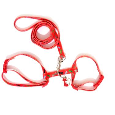 Imagem de Conjunto Peitoral Gatos Vermelho Tam. Único  12Cm a 22Cm 