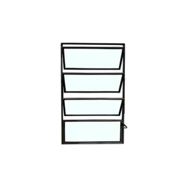 Imagem de Vitrô Basculante 1 Seção 80x40 Linha Esmeralda – Alumínio Preto, Vidro Liso 3mm – Lumineziri Esquadrias