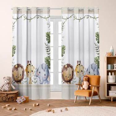 Imagem de Cortina Infantil Estampada, 300x220 cm, 2 Folhas, Poliéster, Decorativa, para Quarto de Menino/Menina (SAFARI KIDS BEGE)