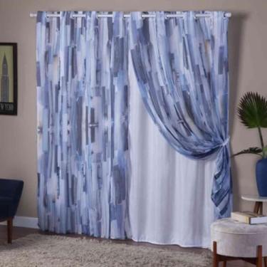 Imagem de Cortina Voil Estampada, 3,00 x 2,20 m, Decorativa para Sala e Quarto, Poliéster (FORRO BRANCO BRUSH)