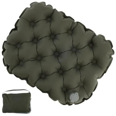 Imagem de Almofada de assento inflável leve para acampamento, almofada de assento quadrada waffle com bolsa de armazenamento, tapete de cadeira impermeável para alívio de pressão para escalada, caminhada