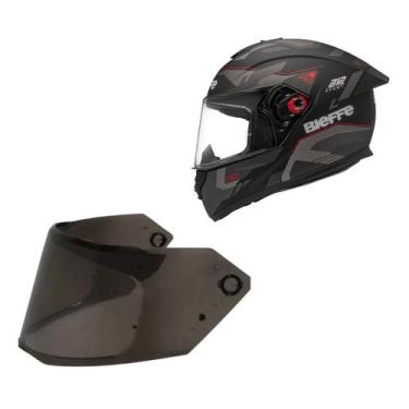 Imagem de Capacete Bieffe B12 Avant Preto Moto + Viseira Fume, Preto Cinza Fosco