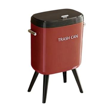 Imagem de Fenteer Lixeira com pernas sem dobrar, versátil, criativa, deslizante para abrir, tampa hermética para banheiro, vaso sanitário, casa, Vermelho