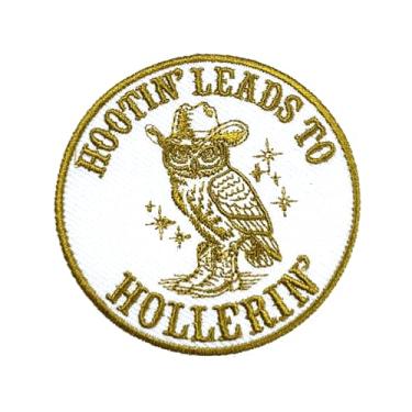 Imagem de Hootin' Leads to Hollerin' Patch de 7,6 cm engraçado sarcástico coruja caubói ocidental country gancho e laço bordado tecido aplique remendos para caminhoneiro chapéus roupas mochila acessórios