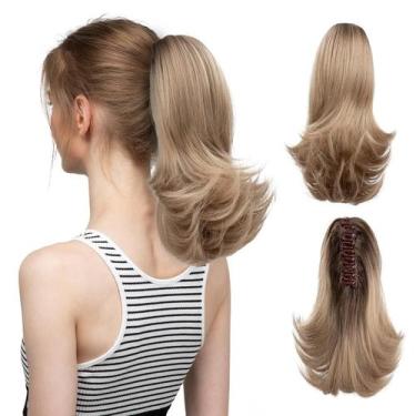 Imagem de Extensão de rabo de cavalo CJL HAIR Ombre Blonde Curly 30cm para mulhe