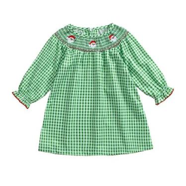 Imagem de Vestido de Natal Socutebabe Smocked Santa Plaid Girl 6-7Y