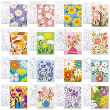 Imagem de VOCHIC 16 peças de tela pré-desenhada para pintura para crianças e adultos, kit de pintura pré-impressa, tela pré-impressa para pintar artigos de festa de arte para meninas noite encontro noturno