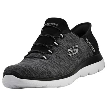Imagem de Skechers Tênis feminino Summits Dazzling Haze Hands Free Slip In Seakers, Preto, branco, 8 X-Wide