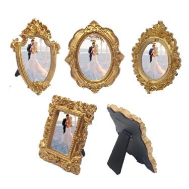 Imagem de Mini Gold Frames mozhixue Vintage Flower, 5 peças para decoração