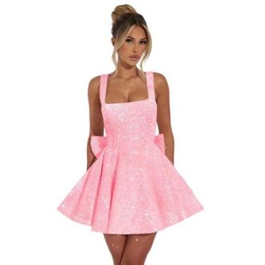 Imagem de Vestido de boas-vindas Dessiny Sequin Aline rosa claro 2025 para mulhe