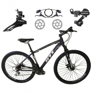 Imagem de Bicicleta Aro 29 Gti Roma 21v Câmbios Shimano Freio Disco Hidráulico Alumínio Garfo Suspensão - Preto-cinza Tam.15