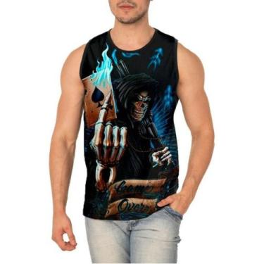 Imagem de Regata Masculina Caveira Pôquer Baralho Tumblr 88 - smoke, Preto, GG