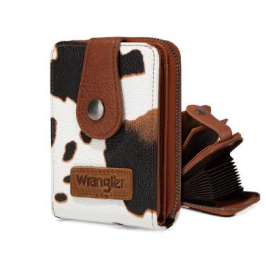Imagem de Carteira Montana West X Wrangler Cow Print feminina com bloqueio de RF