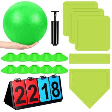 Imagem de Conjunto de kickball esportivo Jenaai com bola e bases de playground d