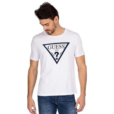 Imagem de Camiseta Guess Masculina Classic Navy Logo Print Branca-Masculino