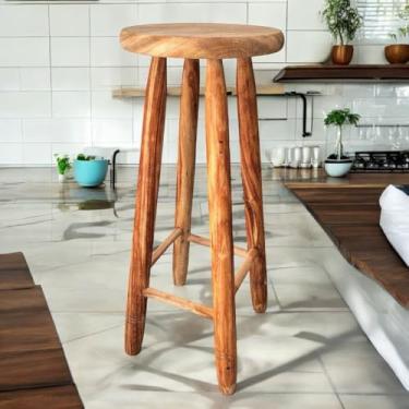 Imagem de Banqueta Alta Madeira Maciça 70cm Alt Banqueta Balcão Tamborete Banco Alto
