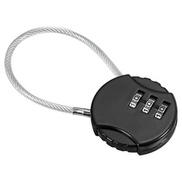 Imagem de Cadeado com combinação de 4,7 polegadas, cadeado de código à prova d'água de 3 dígitos com corda de arame para bagagem, academia, cerca, caixa de ferramentas, mochila preta