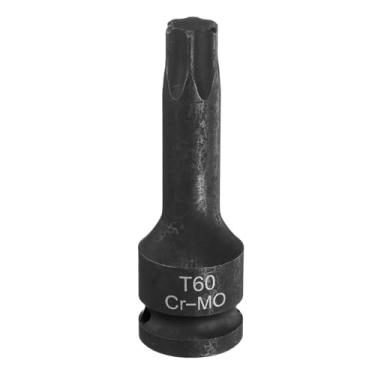 Imagem de Generic T60 Torx Bit Socket 1/5.1 cm Drive 6 Pontos Torx Star Adaptador de soquete CR-MO Aço Alongamento Bit Soquetes de impacto para chaves catracas elétricas parafusos de fixação